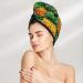 Tropical Fruit Pineapples Coral Velvet Dry Hair Cap - Effortlessly Dry Curly & Thick Hair with Buttons | Anti-Frizz Solution - Buy Online on GoSupps.com