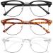 Przene Blue Light Blocking Glasses for Men & Women - Retro Round Semi-Rimless Eyewear with Spring Hinge in Black Leopard & Transparent - Buy Online on GoSupps.com