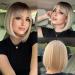 Haircube just short charming bob with bangs wigs for woman nature heat -resistant synthetic fiber party/cosplay/costume/daily wig (dark shadow blonde) 1671