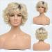 BESTUNG 613 Blonde Short Curly Wavy Ladies Wig with Hair Bangs For Middle-Aged Women 100% Imported Premium Synthetic Fashion Blonde Hair Wigs for Women (613 Blonde) 2 Count (Pack of 1) 613 Blonde