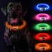Luminous collar dog Yordawn Led dog collar usb rechargeable waterproof length adjustable pet safety collar power display 3 lighting modes for small medium -sized dogs and cats orange