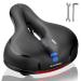 Gincleey Comfort Bike Seat for Women Men,Wide Bicycle Saddle Replacement Memory Foam Padded Soft Bike Cushion with Dual Shock Absorbing Universal Fit for Indoor/Outdoor Bikes with Reflect A-Blue