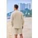 COOFANDY Men's Linen 2-Piece Set: Button Down Shirt & Drawstring Shorts - Khaki, X-Large - Buy Online on GoSupps.com