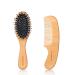 Toddler Hair Brush and Comb Set - Mini Boar Bristle Hairbrush for Thick Curly Thin Wet or Dry hair Detangle Massage Add Shine  Pocket Travel Small Paddle Hair Brush and Comb Set for Kids
