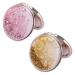 Nifocc Round Pocket Mirror Mini Makeup Mirror Folding Travel Mirror for Women Girls 2 Pcs Gold Pink