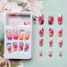 French Tip Flower Design Nude Pink Square Fake Nails - Glossy Full Cover Acrylic Press On Nails for Women - Buy Online on GoSupps.com