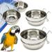 2 x food bowl for parrot cage stainless steel with hooks food container 4 sizes hanging feed shell for birds parrot animal small dog BPS-1130 x 2 silver
