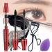 DENGWANG 4D Lengthening Curling Mascara 2 In 1 Black Mascara Double Headed 4D 2 In 1 Mascara Waterproof Thickening Mascara Black Thickening Lengthening Mascara Quick-Drying and Not Sticky (1PC)
