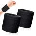 Quelcc 2 pieces of welding ribbons welding tape wrist fitness arm welding tape sports welding strap bracelet soft cotton for tennis handball & running black