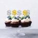 Set of 24 Dollar Note Cupcake Toppers Silver&Gold Glitter Dollar Sign Cupcake Picks Casino Wedding Birthday Cake Decorations Casino Night Poker Theme Party Supplies - Buy Online on GoSupps.com