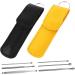 Stainless Steel Ear Cleaning Tool Set - 8 Pieces for Earwax Removal and Ear Hygiene - Black Yellow - 10x3x1cm - Buy Online on GoSupps.com