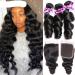 Loose Wave Bundles With Closure Human Hair 3 Bundles With Lace Closure Hair Weave Bundles Hair Extension