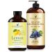 Handcraft Blends Detox & Glow Set: Grapeseed Oil (16 Fl Oz) and Lemon Essential Oil (4 Fl Oz) 100% Pure & Natural Lightweight Body Oil for Toning
