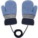 Kids Winter Warm Knitted Gloves with String for 1-3Yrs - Blue/Navy Blue - Buy Online on GoSupps.com
