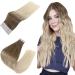 Easyouth Tape Extensions Human Hair 16 Inch 40g 20Pcs Ombre Tape in Hair Extensions Brown to Blonde Balayage Hair Extensions Tape in Ombre Hair 16 Inch #8/60