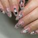 24Pcs Oval False Nails Medium - Pink White Fake Nails Spider Design Press on Nails - Scorpion Print Halloween Acrylic Stick on Nails for Women and Girls (Pink with Halloween Design)