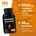 Turmeric Curcumin 1500mg with Black Pepper Extract | 95% Curcuminoids for Joint Health, Brain & Heart Support | Vegan & Non-GMO - 180 Capsules - Buy Online on GoSupps.com
