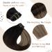 Vivien Real Hair Clip Extensions 7PCS 140g - PU Clip In Brown & Natural Black with Caramel Blonde Highlights - 20 Inch #1B/4/27 - Buy Online on GoSupps.com