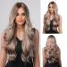 Esmee Long Wavy Ombrer Brown to Ash Blonde Wig for Women Highlight Color Blonde Natural Synthetic Hair Heat Resistant Wigs for Daily Party Cosplay (26 Inches)