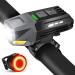 Bike Light Set, Rechargeable COB Bike Lights Front and Rear, Powerful Waterproof Bicycle Lights, Instant Install Fit for All Bikes, Lightweight Compatible with Running, Road Bikes Black
