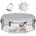 EXPAWLORER Dog Playpen Cover - Sun/Rain Proof Dog Pen Cover Provide Shade and Security Outdoor Indoor, Fits 24" Pet Playpen with 8 Panels (Note: Playpen Not Included) Silvery