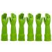 Wekiwgot 3 pairs of rubber gloves long for kitchen reusable and waterproof with non -slip handle ideal for household cleaning and rinsing green