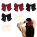 EUPSIIU 6 Pieces Bow Hair Clip Big Bowknot Hairpin French Hair Clips 3 Color Bow Hair Clip for Women Solid Color Bow Hair Clips Hair Barrettes Accessories for Women Girls (Red+Black+White)