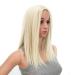 SWACC 14-Inch Short Straight Middle Part Hair Wig Medium Length Synthetic Heat Resistant Wigs for Women with Wig Cap (Platinum Blonde)