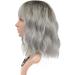 FAELBATY Ombre Grey Short Bob Wig with Air Bangs - Curly Wavy Synthetic Cosplay Wig for Women - 12 Dark Root Ombre Gray - Buy Online on GoSupps.com