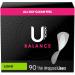 U by Kotex Balance Daily Wrapped Panty Liners for Women (Previously 'Barely There') Light Absorbency Long 90 Count (Packaging May Vary)