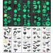 Temporary Tattoo Kit  100 PCS Halloween Waterproof Body Stickers Glow in the Dark  Luminous Face Fake Tattoos Decorations  3D Halloween Makeup Party Favors Supplies Monster Vampire for Kid Adult Bat Halloween Day Luminou...
