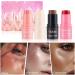 INTEROOKIE Face brightening natural three-dimensional grooming stick Q elastic jelly blush lipstick integrated makeup (6.8gX4pcs) - Buy Online on GoSupps.com