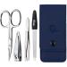 marQus Manicure set for women and men - 4 Piece pedicure kit incl. sharp nail scissors tweezers nail clippers & sapphire nail file from Solingen - Perfect for travelling manicure and pedicure Blue