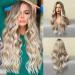 HANYUDIE Ombre Blonde Wig Long Wavy Wig For Women Middle Part Wavy Wigs Synthetic Heat Resistant Party Wigs (Ombre Ash Blonde) Long Wavy Wig Ombre Blonde