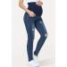 PACBREEZE Maternity Jeans Over Belly Slim High Waist Denim Pants, Ripped Indigo Blue XXL - Buy Online on GoSupps.com