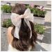 Inilbran Vintage Silk Bow Hair Clips Long Silk Satin Bow Hair Barrettes French Chiffon Hair Clip Barrette Long Silk Ribbon Bow Hair Clips Headpiece Large Silky Bow Hair Accessories for Women Champagne