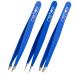 REMOS tweezers set 3-piece with eyebrow splinter & combination tweezers in dark blue 3-piece dark blue