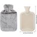 Findir Hot Water Bottle with Soft Fluffy Gray Cover - 2L Cuddly Rubber Heating Bottle for Pain Relief | Perfect for Adults & Children - Buy Online on GoSupps.com