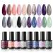 GELFAVOR 24Pcs Gel Polish Nail Set Black White Gel Nail Polish Nude Gray Pink Purple Nail Gel Polish Long Lasting Glitter Nail Gel Polishes Mint Green Summer Colors Series Gel Polishes Set Soak Off Manicure Set Gray Nude