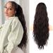 FLUFYMOOZ Ponytail Extension  26 Inch Drawstring Ponytail Hair Extensions for Women Long Curly Wavy Ponytail Natural Wavy Synthetic Hairpiece for Women Daily Use party (26 Inch Dark Brown)