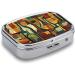 Pill Box Wine Bottle Art Print | 2 Compartment Travel Pill Organizer | Decorative Metal Pill Case for Pocket & Purse - Buy Online on GoSupps.com