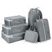 DIMJ Packing Cubes ,6 Sets Travel Storage Bags for Carry on Suitcase, Compression Packing Cubes Lightweight Travel Organizer with Shoe Bag & Laundry Bag (Grey) Grey 6 pack