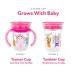 Nuby 360 Edge 2 Stage Drinking Rim Cup with Handles & Cover 8oz Flower Crowns Pink - 12M - Buy Online on GoSupps.com