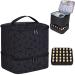 CTWWFS PU Leather Nail Polish Organizer and Nail Lamp Case Nail Kit Organizer Holds 30 Bottles (15ml - 0.5 fl.oz) and a Nail Lamp Nail Polish Carrying Case with Manicure Tools Storage Sections A-Black