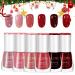 6PCS Red Nail Polish Set Nail Varnish - Quick Dry & Long Lasting Glitter Nail Varnish - Non-Toxic Water Based Holographic Nail Polish - No Need UV Nail Paint for DIY Nail Art Manicure at Home 8ML(Red)