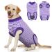 Hjumarayan op body dog - dogbody after op bitch breathable body body dogs after op with Klett Medical Pet Shirt Dog alternative to the annoying ruff purple striped lila striped