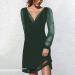 Hanxiulin Women's Winter Maxi Dress - Elegant Long-Sleeved Party & Cocktail Dress V-Neck Bodycon Evening Dress in Green - Perfect Gift for Any Occasion - Buy Online on GoSupps.com