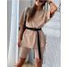 Glamaker Women 2 Piece Casual Oversized T-Shirt and Biker Shorts Set | Khaki Tracksuit - Buy Online on GoSupps.com