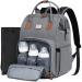Lekespring Baby diaper backpack wrap pocket large with diaper pad and stroller belts waterproof diaper bag baby bag clinic bag baby diaper bag gray l gray