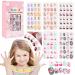 DouborQ 120 pcs 5 Pack Little Girls Pre-glue Press on Nail Tips Cartoon Cute Pattern Design Self Adhesive Full Cover Fake Nails for Children/Kids Gift Nail Art animal and heart